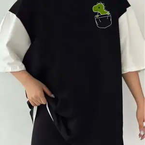 Çift Renk DİNO Baskılı Unisex Tshirt