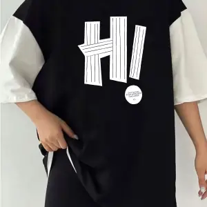 Çift Renk Hİ Baskılı Unisex Tshirt