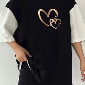 Çift Renk KALPLER  2 Baskılı Unisex Tshirt