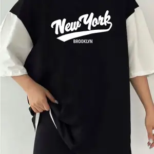 Çift Renk NEW YORK K Baskılı Unisex Tshirt