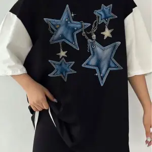 Çift Renk YILDIZ 3 Baskılı Unisex Tshirt