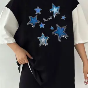 Çift Renk YILDIZ Baskılı Unisex Tshirt