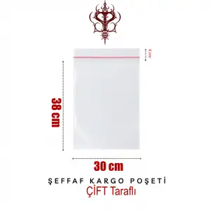 Çift Taraflı Şeffaf Kargo Poşeti 80 Mikron 30 x 38 Cm + 5 Cm