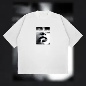 Cigarette After Baskılı Oversize Unisex Pamuklu Nefes Alan Kalın Kumaşlı