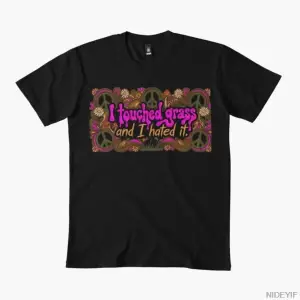 Çimleri Dokuduğumda Nefret Ettim - Vintage 70ler Erkek Kadın Tişörtü %100 Pamuk Tişörtler Kı