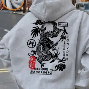 Çin Ejderha Baskı Kapüşonlular Bayan Rahat Gevşek Kazak Kış Polar Sıcak Kazaklar Rahat Cep Ka