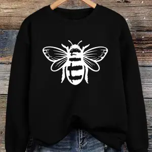 Clumsy Beesprinting Tişörtü Bayan Sonbahar Kış Rahat Kapüşonlular Polar Sıcak Bisiklet Yaka K