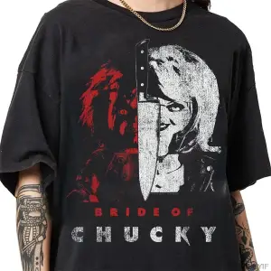 Çocuk Oyunu Chuckynin Gelini Bölünmüş Portre T-shirt Erkekler Kadınlar Için % 100% Pamuk T S