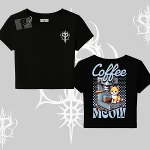 Coffee Meow Kahve Temalı Kedi Arka Baskılı Babby Tee Tshirt