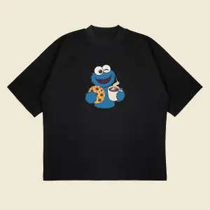 Coffee Monster Baskılı Oversize Unisex Pamuklu Nefes Alan Kalın Kumaşlı