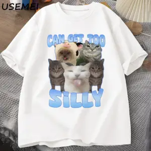 Çok Aptal Komik Kedi Meme T-shirt Erkek Kadın Pamuk Goofy Ahh Kediler TeeUnisex Kısa 2958