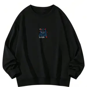Coke serisi Cartoon & Letter Graphic Drop Shoulder Oversized Pullover