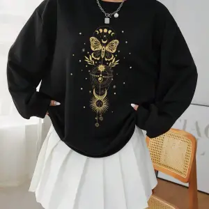 Coke serisi EZwear Sun & Moon Print Drop Shoulder Sweatshirt