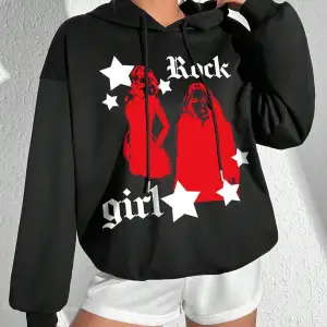 Coke serisi Figure & Letter Graphic Drop Shoulder Drawstring Hoodie