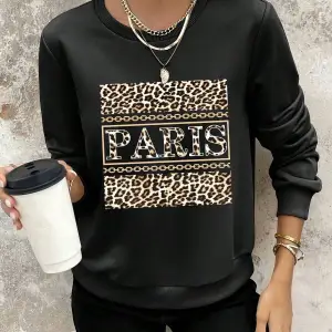 Coke serisi Leopard & Letter Graphic Sweatshirt