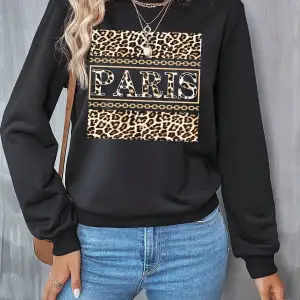 Coke serisi Leopard & Letter Graphic Sweatshirt