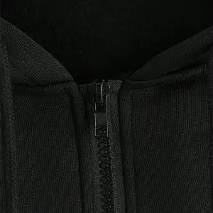 Coke serisi Slogan & Butterfly Print Drop Shoulder Drawstring Zipper Thermal Lined Hoodie