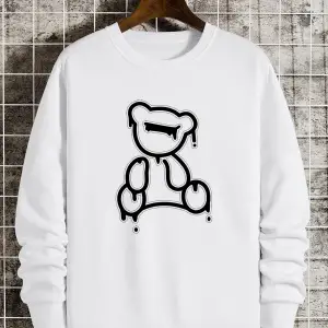 Coko serisi Bear Print Lined Sweatshirt