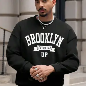 Coko serisi Manfinity Sporsity Letter Graphic Drop Shoulder Sweatshirt