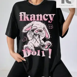 Coolane 1 adet Mektup ve Karikatür Grafik Damla Omuz Tişört