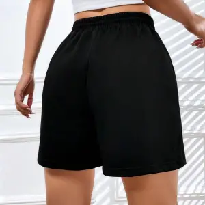 Coolane Butterfly & Letter Graphic Drawstring Waist Şort