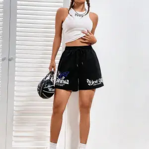 Coolane Butterfly & Letter Graphic Drawstring Waist Şort