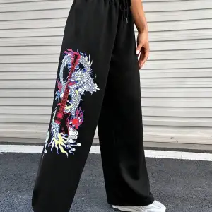 Coolane Dragon & Guitar Print Drawstring Waist 4 Mevsim Eşofman