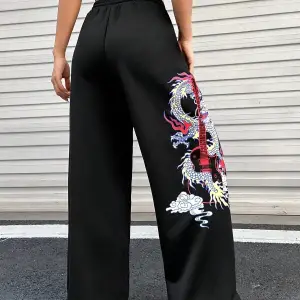 Coolane Dragon & Guitar Print Drawstring Waist 4 Mevsim Eşofman