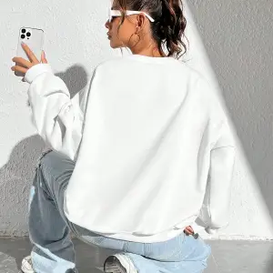 Coolane Halloween Print Drop Shoulder Oversize Sweatshirt Beyaz