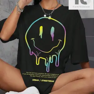 Coolane Karikatür ve Slogan Grafikli Düşük Omuzlu Oversize Tişört