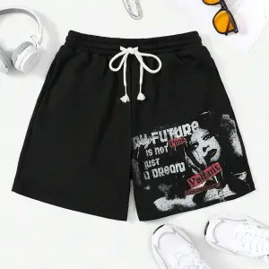 Coolane Letter Graphic Drawstring Waist Şort