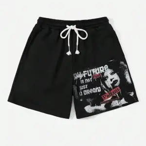 Coolane Letter Graphic Drawstring Waist Şort