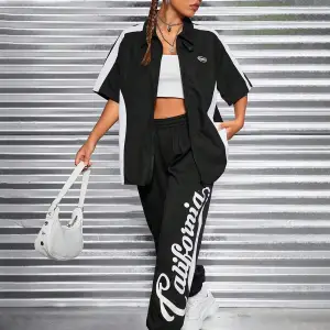 Coolane Letter Graphic Elastic Waist 4 Mevsim Eşofman