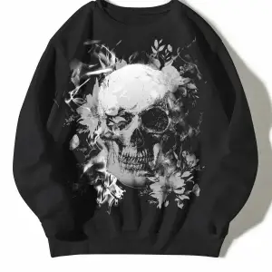 Coolane Skull Print Drop Shoulder Sweatshirt Siyah
