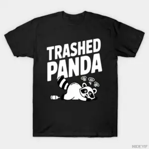 Çöp Kutusunda Panda Sarhoş Rakun Parti Hayvanı T-shirt Erkekler Kadınlar Için % 100% Pamuk T