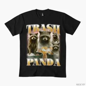 Çöp Panda Rakun Erkek Kadın Tişörtü %100 Pamuklu Tişörtler Kısa Kollu Üstler 1231-3