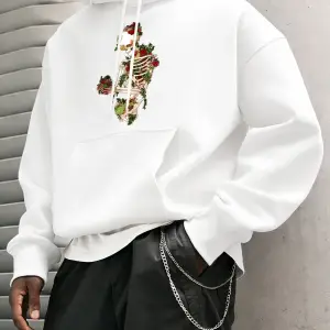 Cottagecore Tarzı Sukulent Teslim Olmak Desen Erkekler Hoody Cep Vintage Üst Rahat Gevşek Yum