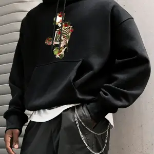 Cottagecore Tarzı Sukulent Teslim Olmak Desen Erkekler Hoody Cep Vintage Üst Rahat Gevşek Yum