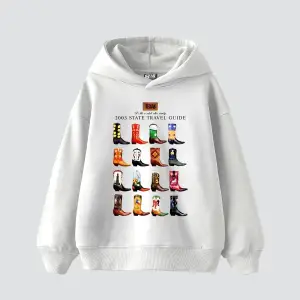 Cowboy Boots Baskılı Oversize Unisex Beyaz