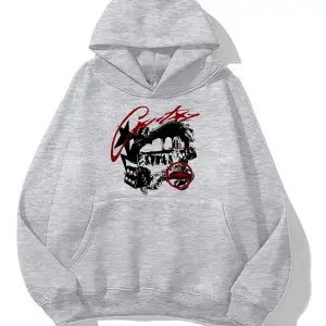 Cr tz baskılı ünisex kapüşonlu sweatshirt gri