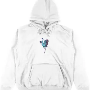 Crane Beyaz Oversize Unisex Kapüşonlu Sweatshirt Hoodie