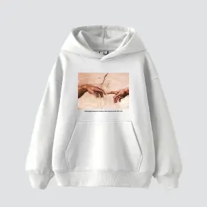Creation of Adam Baskılı Oversize Unisex Beyaz