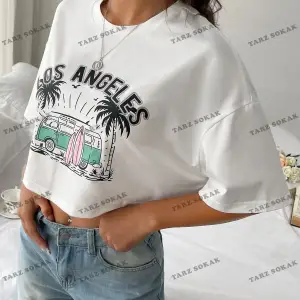 Crop CKOD-232913 Araba ve Harf Grafikli Düşük Omuz