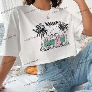 Crop CKOD-232913 Araba ve Harf Grafikli Düşük Omuz