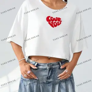 Crop CKOD-232913 Kadınlar Günü Yazılı Baskılı Yuvarlak Yaka