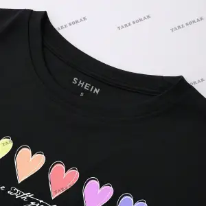 Crop CKOD-232913 Kalp ve Slogan Baskılı Kısa Kollu Kısa