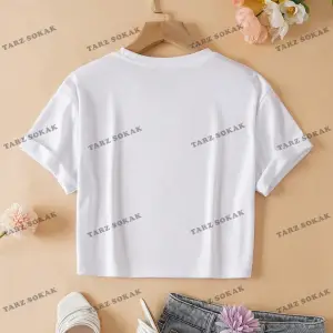 Crop CKOD-232913 Kalpli ve Sloganlı Grafik