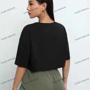 Crop CKOD-232913 Kartal ve Slogan Grafikli Düşük Omuz Kısa