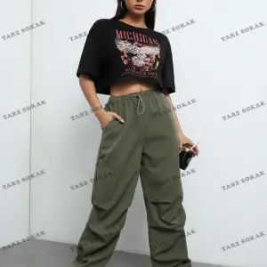 Crop CKOD-232913 Kartal ve Slogan Grafikli Düşük Omuz Kısa