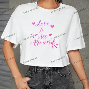 Crop CKOD-232913 Lucky series 1 Kalpli ve Sloganlı Grafikli Düşük Omuzlu Kısa